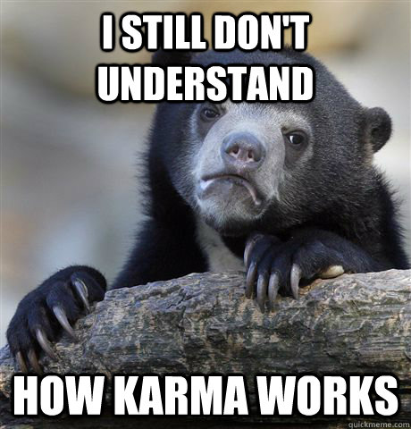 I still don't understand how karma works  Confession Bear