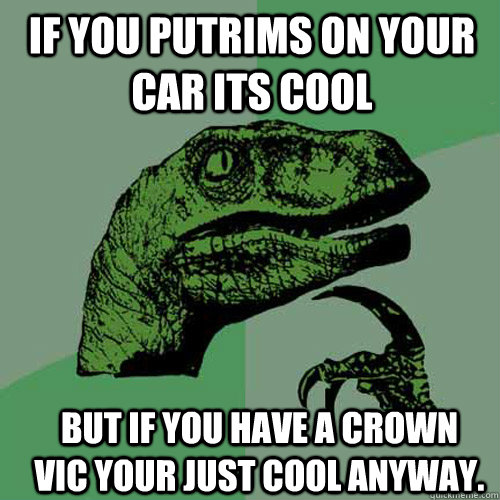 if you putrims on your car its cool but if you have a crown vic your just cool anyway.  Philosoraptor