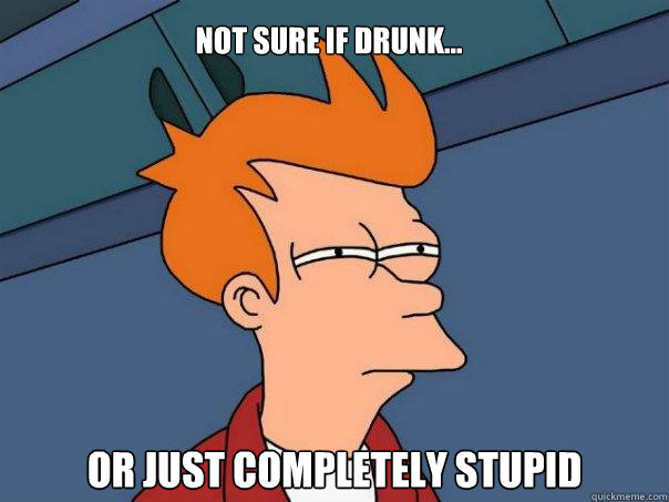 Not sure if drunk... Or just completely stupid  Futurama Fry