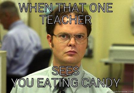 teachers be like  - WHEN THAT ONE TEACHER SEES YOU EATING CANDY Schrute