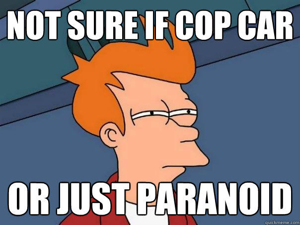 Not Sure if cop car Or just paranoid - Not Sure if cop car Or just paranoid  Futurama Fry