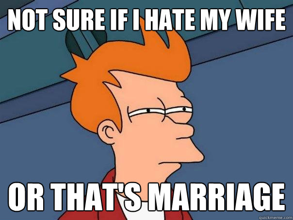 Not sure if I hate my wife Or that's marriage  Futurama Fry