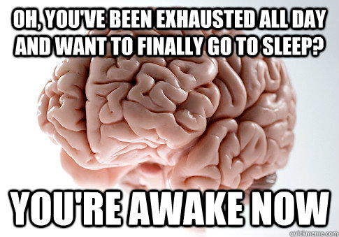 Oh, you've been exhausted all day and want to finally go to sleep? You're awake now  Scumbag Brain