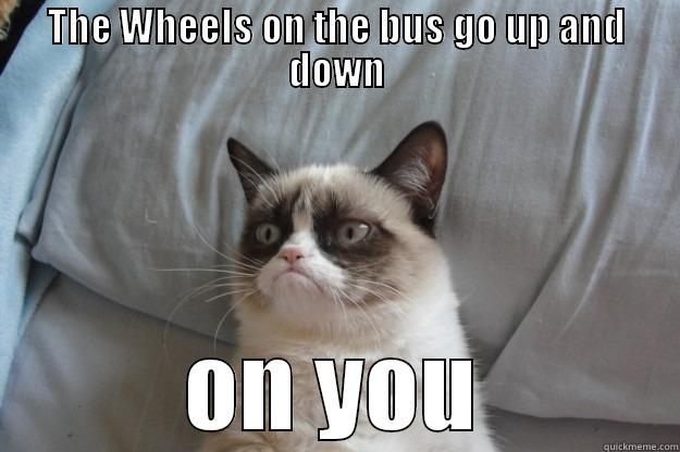 THE WHEELS ON THE BUS GO UP AND DOWN ON YOU Grumpy Cat