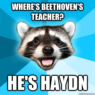 WHERE'S BEETHOVEN'S TEACHER? HE'S HAYDN  Lame Pun Coon