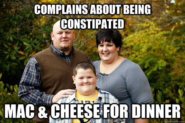 Complains about being constipated mac & cheese for dinner  Happy American Family