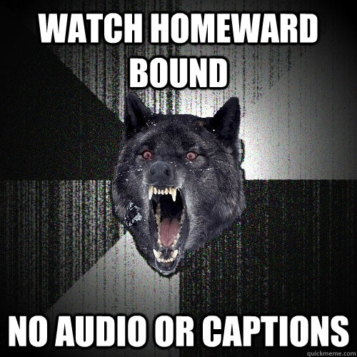 WATCH HOMEWARD BOUND NO AUDIO OR CAPTIONS  Insanity Wolf