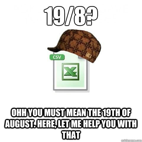 19/8?
 ohh you must mean the 19th of August. Here, let me help you with that  