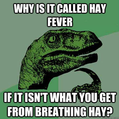 Why is it called Hay Fever if it isn't what you get from breathing hay? - Why is it called Hay Fever if it isn't what you get from breathing hay?  Philosoraptor