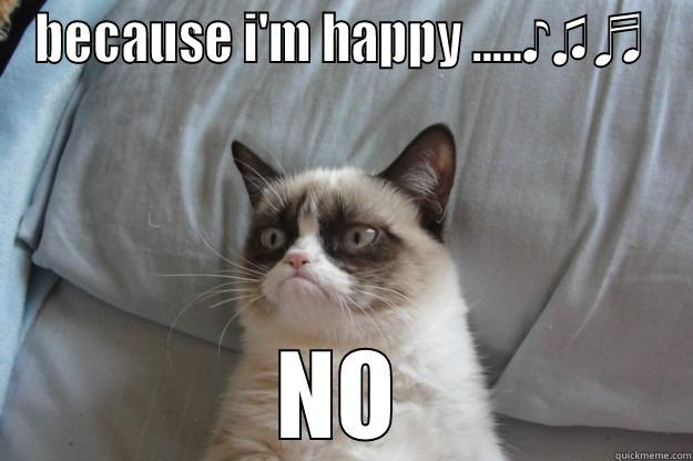 BECAUSE I'M HAPPY .....♪♫♬ NO Grumpy Cat