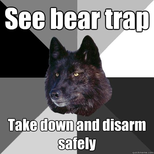 See bear trap Take down and disarm safely  Sanity Wolf