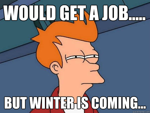 would get a job..... but winter is coming...  Futurama Fry