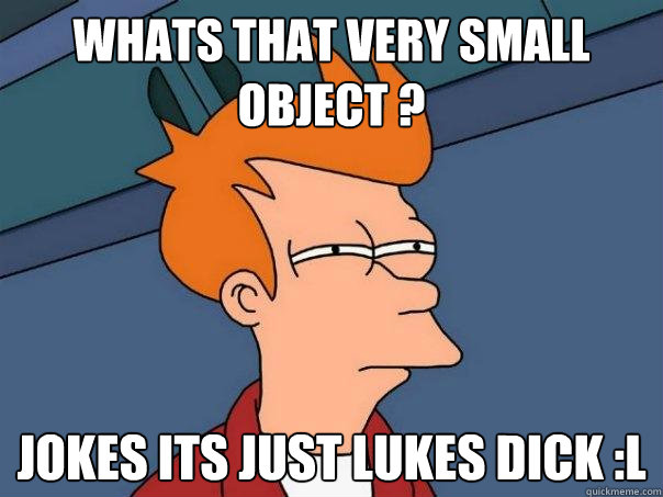 whats that very small object ? Jokes its just lukes dick :L  Futurama Fry