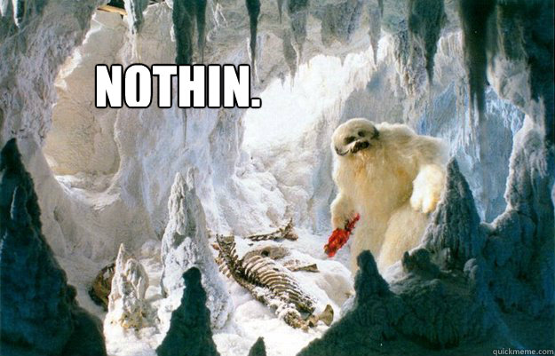 Nothin. - Nothin.  Conspicuous Wampa