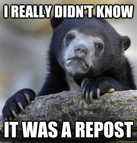 I really didn't know it was a repost  Confession Bear