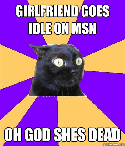 GIRLFRIEND GOES IDLE ON MSN OH GOD SHES DEAD - GIRLFRIEND GOES IDLE ON MSN OH GOD SHES DEAD  Anxiety Cat