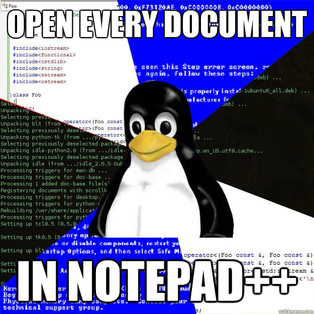 open every document in notepad++ - open every document in notepad++  Computer Science Penguin