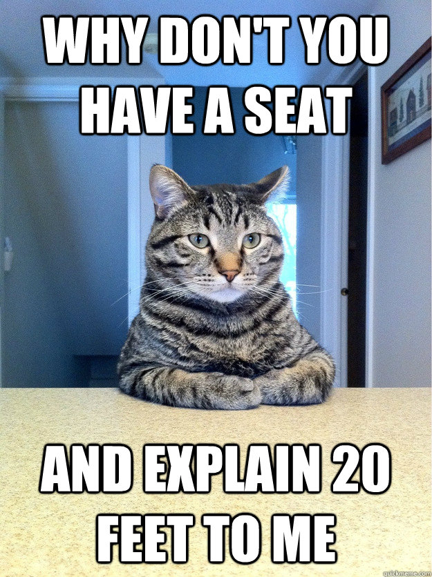 Why don't you have a seat and explain 20 feet to me   Chris Hansen Cat