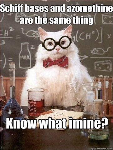 Schiff bases and azomethine are the same thing Know what imine?  Chemistry Cat