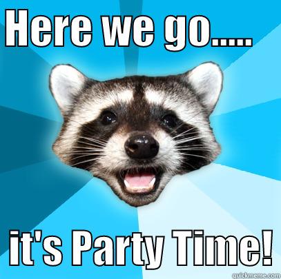 HERE WE GO.....      IT'S PARTY TIME! Lame Pun Coon