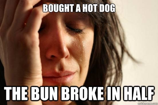 bought a hot dog the bun broke in half  First World Problems