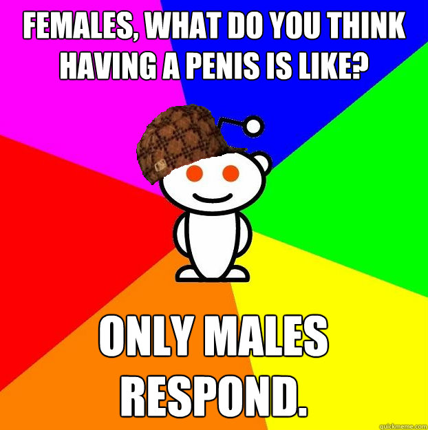 Females, what do you think having a penis is like? only males respond.  Scumbag Redditor