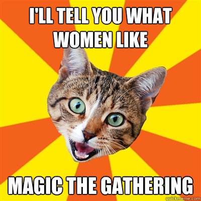 I'll tell you what women like Magic the gathering  Bad Advice Cat