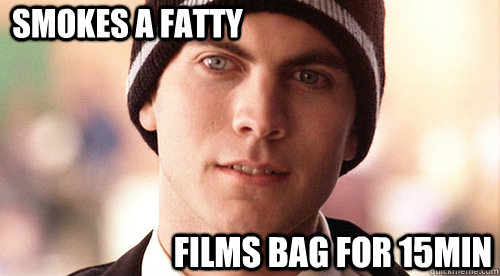 smokes a fatty films bag for 15min  american beauty
