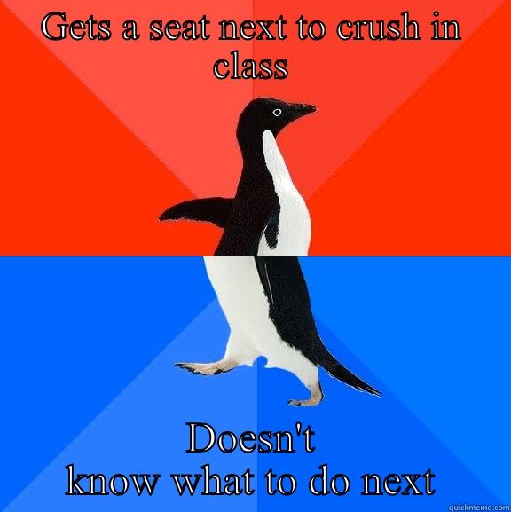 Almost a win - GETS A SEAT NEXT TO CRUSH IN CLASS DOESN'T KNOW WHAT TO DO NEXT Socially Awesome Awkward Penguin