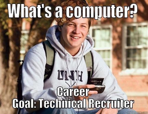 WHAT'S A COMPUTER? CAREER GOAL: TECHNICAL RECRUITER College Freshman