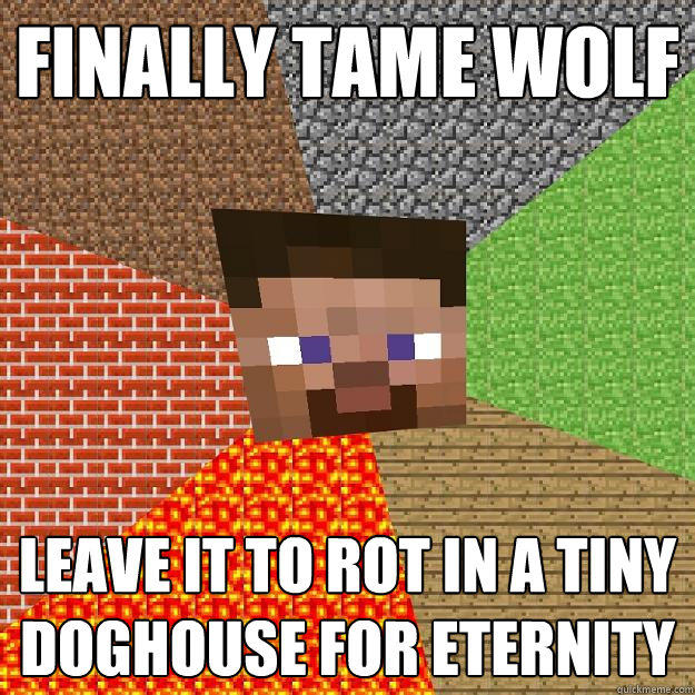 Finally tame wolf Leave it to rot in a tiny doghouse for eternity  