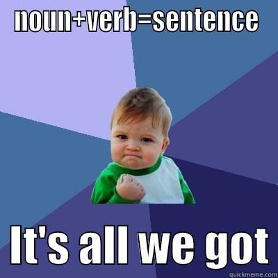 NOUN+VERB=SENTENCE   IT'S ALL WE GOT Success Kid