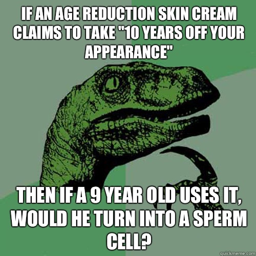 If an age reduction skin cream claims to take 