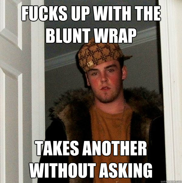 Fucks up with the blunt wrap Takes another without asking  Scumbag Steve