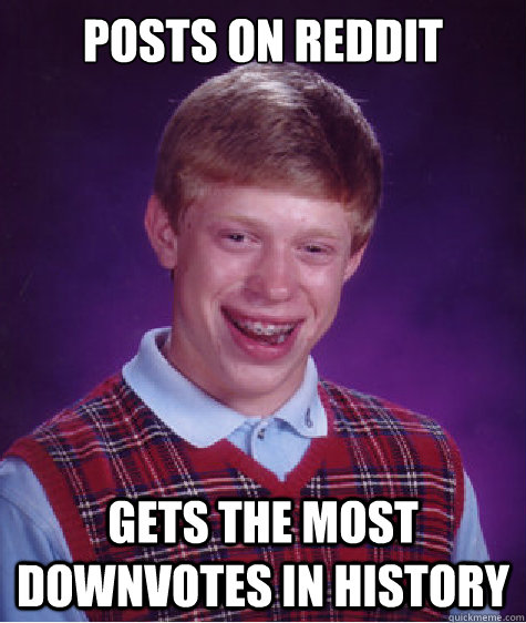 Posts on Reddit Gets the most downvotes in history  Bad Luck Brian