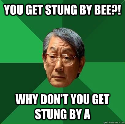 You get stung by bee?! Why don't you get stung by A  High Expectations Asian Father