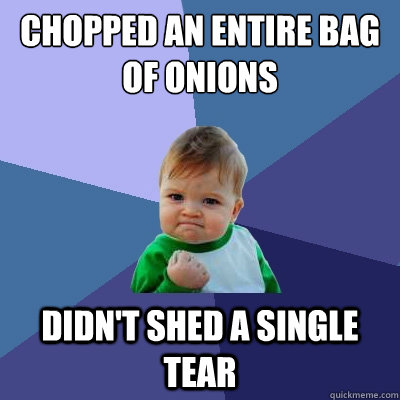 Chopped an entire bag of onions Didn't shed a single tear  Success Kid