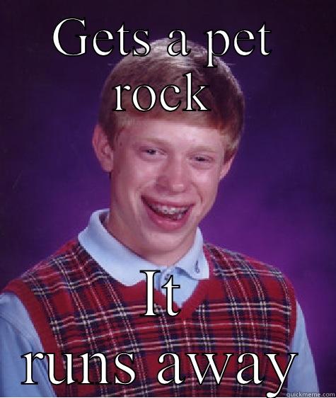 GETS A PET ROCK IT RUNS AWAY Bad Luck Brian