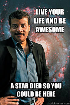 live your life and be awesome A star died so you could be here   Neil deGrasse Tyson