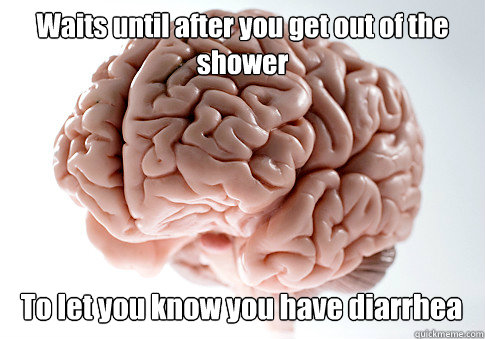 Waits until after you get out of the shower To let you know you have diarrhea   Scumbag Brain