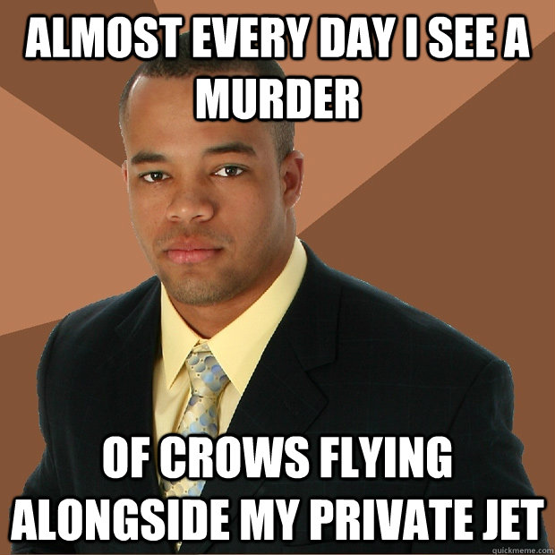 almost every day i see a murder of crows flying alongside my private jet  Successful Black Man