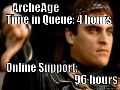 ARCHEAGE                       TIME IN QUEUE: 4 HOURS ONLINE SUPPORT:                                                     96 HOURS Downvoting Roman