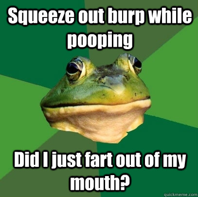 Squeeze out burp while pooping Did I just fart out of my mouth? - Squeeze out burp while pooping Did I just fart out of my mouth?  Foul Bachelor Frog