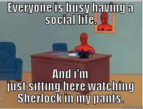 EVERYONE IS BUSY HAVING A SOCIAL LIFE. AND I'M JUST SITTING HERE WATCHING SHERLOCK IN MY PANTS. Spiderman Desk