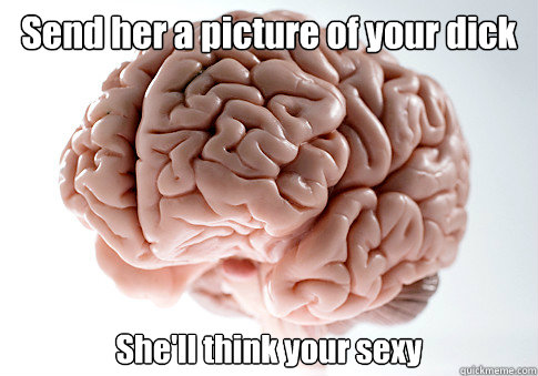 Send her a picture of your dick She'll think your sexy  Scumbag Brain