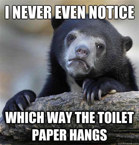 I never even notice Which way the toilet paper hangs  Confession Bear