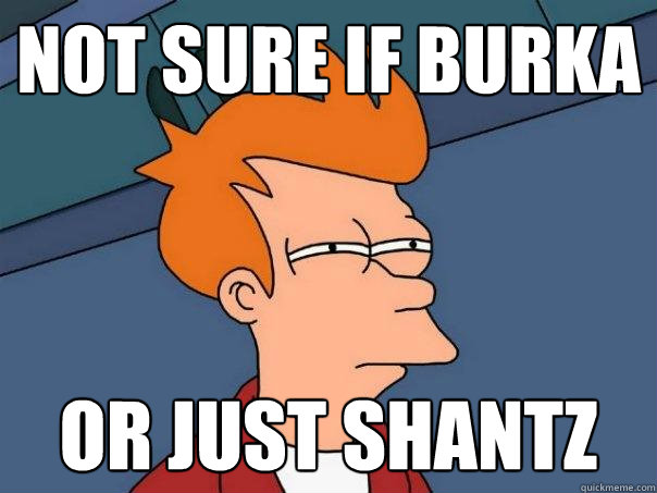 Not sure if Burka Or just Shantz  Futurama Fry