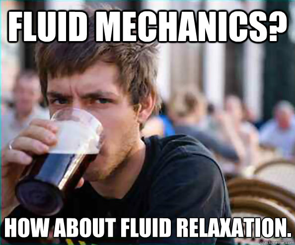 fluid mechanics? how about fluid relaxation.  Lazy College Senior