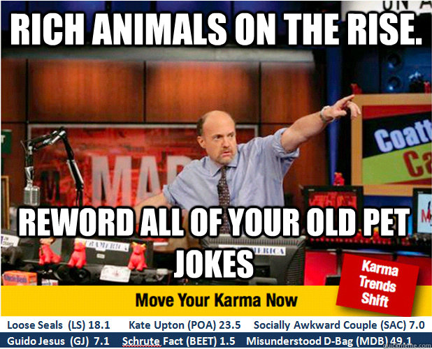 Rich animals on the rise. Reword all of your old pet jokes  Jim Kramer with updated ticker