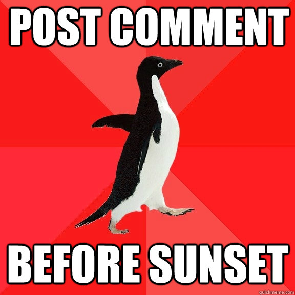 POST comment before sunset  Socially Awesome Penguin